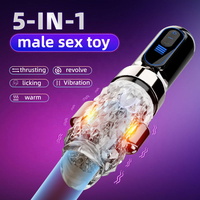 5-in-1 Wasserdichte Penispumpe Männlicher Masturbator mit Saug-, Stoß-, Rotations- und 7-fach Leckfunktion Vibrator Erotikspielzeug für Männer