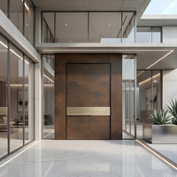 Puerta de Entrada de Alta Seguridad Kalaishi con Rotura Térmica, Resistente a la Intemperie, con Patrón Ondulado, Puerta Frontal Doble de Aluminio para Residencia