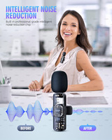 Microphones Lavalier Sans Fil 3 en 1 pour iPhone iPad Android Caméra, Microphone USB-C avec Autonomie de 7 Heures, Mini Microphone Anti-Bruit