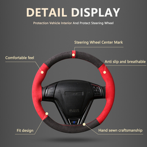 غطاء عجلة قيادة السيارة الرياضي المضاد للانزلاق مقاس 38 سم من الجلد الصناعي بسعر المصنع، يناسب جميع السيارات مع خيط حماية - Product Image 4