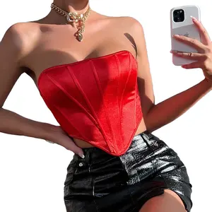 China Supplier Summer Fishbone Wrapped Women's Sexy Sleeveless Corset Tube Top WLST-009