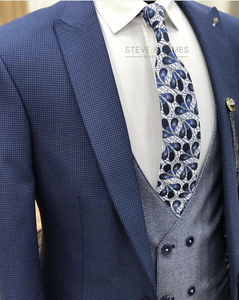 Costume d'affaires sur mesure pour homme Steve & James, en laine/soie, anti-plis, double boutonnage, braguette zippée, col cranté, fourniture ODM - Product Image 6