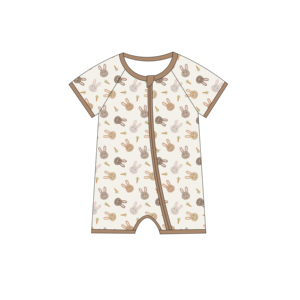 Baju Tidur Bayi Baru Lahir Motif Paskah Bahan Serat Bambu Lengan Pendek Resleting Bodysuit Balita Cetak Kustom Pakaian Bayi Unisex - Product Image 2