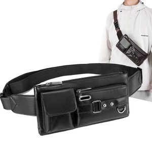 Borsa da uomo classica in pelle PU marsupio con tasca per Smartphone stile coreano da esterno Casual borsa nera sul petto per viaggi d'affari - Product Image 1