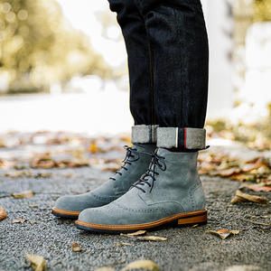 Botas nuevas de cuero hechas a mano de cuero genuino para otoño e invierno, botas <span class=keywords><strong>Chelsea</strong></span> británicas para hombre - Product Image 6