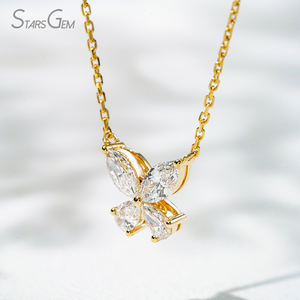 Collar con Colgante de Diamante Cultivado en Laboratorio StarsGem, Oro Sólido de 18K o 10K, 1CT Total, Corte Marquise y Pera, Estilo Mariposa, Clásico, Unisex - Product Image 3