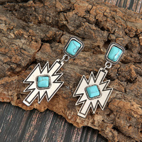 Vente en gros de bijoux cowgirl western boucles d'oreilles pendantes aztèques clous turquoise Navajo en pierre crème boucles d'oreilles pendantes en fausse pierre crème
