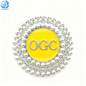 Broche OGC inspirée de l'Ordre du Cercle d'Or, bijoux maçonniques pour femmes, broche ronde incrustée de perles blanches et de cristaux - Product Image 1