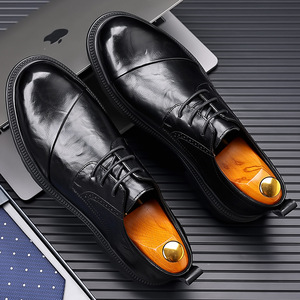 Zapatos de Cuero Casuales de Negocios para Hombre, Mocasines Negros de Suela Suave, Zapatos de Conducir Modernos para Jóvenes - Product Image 1