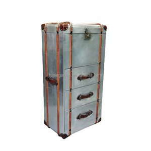 Luxury Wine Display Sideboard showcase Bedside Aluminum Kitchen Leather <strong>Rustic</strong> Trunk Side Table Corner <strong>Cabinet</strong> - Product Image 2