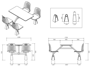 Mesa de comedor moderna <span class=keywords><strong>para</strong></span> estudiantes de 4 asientos <span class=keywords><strong>para</strong></span> proyectos escolares, cafeterías, solución integral <span class=keywords><strong>para</strong></span> restaurante, <span class=keywords><strong>muebles</strong></span> de Hotel, Panel de madera - Product Image 3