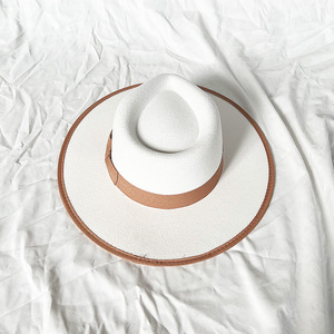Sombrero Fedora de moda europea americana con bandas de plumas de ala plana Sombrero de Copa con ala de <span class=keywords><strong>jazz</strong></span> para ropa de fiesta informal Inspirado en México - Product Image 5