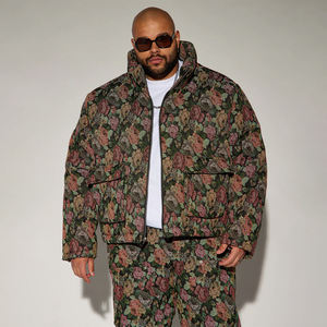 Chine Fabrication Pas Cher Floral Streetwear Mode Zipper Lithg Poids Jacquard Tissé <span class=keywords><strong>Tapisserie</strong></span> Recadrée Manteau Puffer - Product Image 4