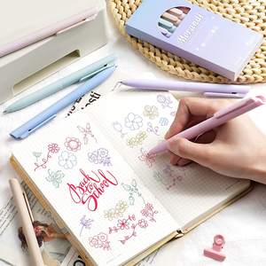 컬러 젤 펜 6색 잉크 빠른 건조 리트랙터블 귀여운 펜 세밀한 펜촉 0.5mm 젤 잉크 펜 부드러운 필기 문구류 - Product Image 6