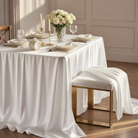 Nappe en satin blanche et noire unie pour mariage, anniversaire, fête, décoration de table, décoration intérieure
