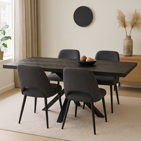 Table à manger industrielle en chevrons avec plateau en bois massif |   Meubles de maison avec structure métallique |   Tailles et couleurs personnalisées, faits à la main, pour l'extérieur, appartement