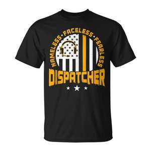 T-shirt Dispatcher Thin Yellow Line a maniche corte unisex girocollo con stampa serigrafica per attività promozionali - Product Image 1