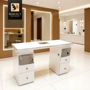 <span class=keywords><strong>Mesa</strong></span> de Manicura Comercial Premium Bomacy con Superficie Blanca, Cajón de Almacenamiento, Área Funcional Integrada, Base Fija No Plegable <span class=keywords><strong>para</strong></span> <span class=keywords><strong>Uñas</strong></span> - Product Image 1