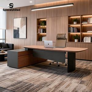 Meubles de bureau SpaceUnited Chine, comptoir en bois grainé, bureau de direction moderne - Product Image 1