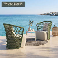 Fauteuil d'extérieur personnalisé à dossier haut en corde tressée, structure tout aluminium avec coussin, canapé inclinable pour terrasse, cour, hôtel - Vente en gros