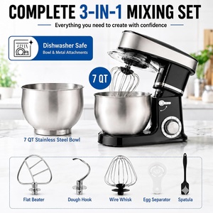 Batidora Eléctrica de 5L para Masa de Pan y Pasteles, de Acero Inoxidable, con Soporte, para Uso Doméstico - Product Image 3
