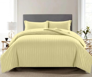 Parure <span class=keywords><strong>de</strong></span> lit <span class=keywords><strong>de</strong></span> luxe rayée 600 fils/cm² 100 % coton égyptien, taille Twin, 3 pièces, <span class=keywords><strong>housse</strong></span> <span class=keywords><strong>de</strong></span> <span class=keywords><strong>couette</strong></span> avec fermeture éclair - Product Image 3