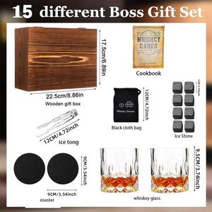 Ensemble de verres à whisky Maxfree, 2 verres, boîte en bois avec 8 pierres, ensemble de pierres à whisky en granit, plusieurs types de verres - Product Image 2