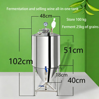 Cuve de Fermentation et de Stockage Tout-en-un en Acier Inoxydable 304 pour la Fabrication de Bière et de Vin 75kg 100kg 250kg