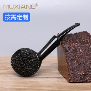 Muxiang Briarwood Pipe Bent Type Hand Carved Tobacco Pipe Custom Made - Product Image 1