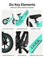 Vélo d'équilibre léger en magnésium rose, blanc, cyan, vert pour enfants, sans pédales, premier vélo pour bébé, vélo à pousser en aluminium avec guidon en T