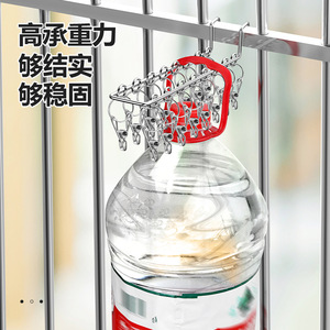 Stainless Steel Sock Drying Rack Multi Clip Clothes Hanger Heavy Duty Balcony Dormitory Use <b>Hook</b> Type Organizer - Product Image 1