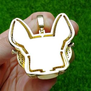 Colar Hip Hop Iced Out com Pingentes Grandes de Latão Banhado a Ouro CN137 e Zircônias Cúbicas, Joia de Festa para Homens e Mulheres, Presente - Product Image 3