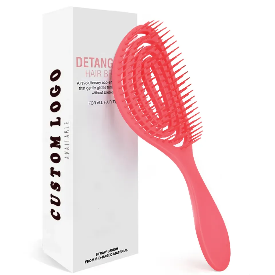 Custom Logo Design MZ-004 Oval Shape Flexible Hair Brush For Women Shape All Hair Types Curly Hair
