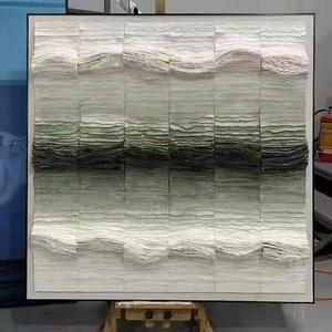 Phòng Khách Treo Tường Trừu Tượng Trang Trí Bức Tranh Biển Hình Dạng <span class=keywords><strong>S</strong></span>óng Giấy Trang Trí Nội Thất 100% Handmade Thiết Kế Tác Phẩm Nghệ Thuật Tường Nghệ Thuật - Product Image 4