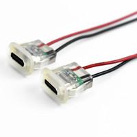 Connecteur femelle USB-C de type panneau LN-001 pré-câblé, boîtier blanc, prise de charge USB-C avec fils à souder pour câble personnalisé