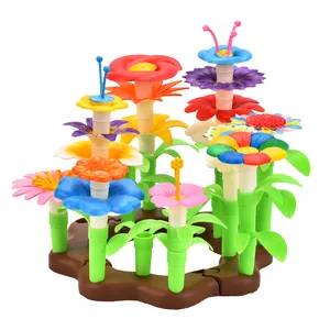 畅销Diy玩具创意儿童花园建筑套装花园积木彩绘儿童花卉玩具