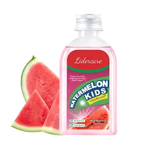 Melancia sabor crianças enxaguatório bucal crianças produtos de cuidados orais personalizado private label sem enxaguatório bucal flúor para uso em viagens