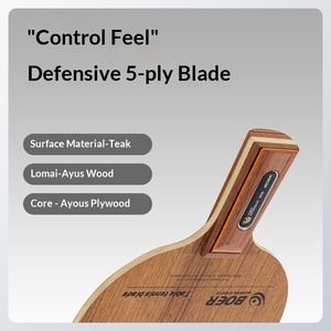 Raqueta de Tenis de Mesa <span class=keywords><strong>Boer</strong></span>, Hoja de 5 Capas de Madera de Teca Pura, Suave y Firme, Disponible con Empuñaduras Rectas y Horizontales para Tenis de Mesa y Bádminton - Product Image 2