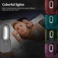 Ventilateur de bureau électrique silencieux sans lame, rechargeable par USB, mécanique, tactile, avec lumière RVB, pour chambre à coucher, bureau, extérieur, utilisation estivale