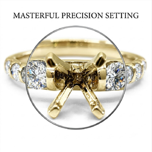 Vente en gros usine Bague de fiançailles semi-montée en or jaune 18 carats avec sertissage en canal et diamants latéraux ronds, 24h CAD, MOQ 1 pièce - Product Image 2