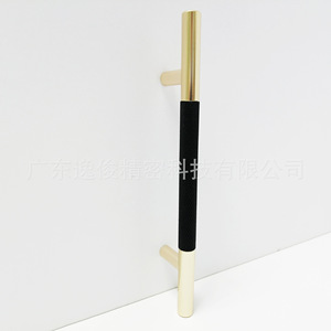 Manija de gabinete en forma de T de acero inoxidable con agarre antideslizante negro, diseño minimalista para accesorios de ferretería de armarios - Product Image 2