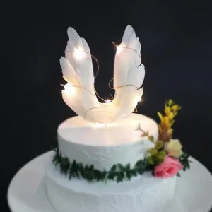 Angel Wing Cake Topper Decoration With LED Light For Anniversary Birthday Party Wedding Baby Shower Birthday Party Favors