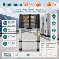 Échelle télescopique industrielle multifonctionnelle en aluminium 6063 robuste à 5 marches, capacité 150 kg, conforme EN131