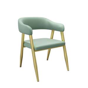 Fauteuil rembourré élégant en similicuir vert menthe avec structure en métal doré, coussin d'assise moelleux, dossier incurvé pour espaces café - Product Image 1
