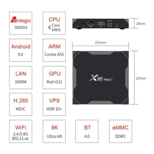 Décodeur <span class=keywords><strong>IPTV</strong></span> S905 <span class=keywords><strong>X96</strong></span> Max Plus, boîte TV intelligente Android 10.0, décodeur - Product Image 2