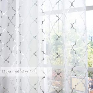 100% Polyester voilage feuille d'argent métallique géométrique marocain carrelage treillis noir argent Voile rideau - Product Image 4