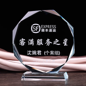 डी कस्टम लोगो यूव प्रिंटिंग ट्रॉफी कप क्रिस्टल ग्लास ट्रॉफी ऑक्टागन ग्लास पट्टिका - Product Image 5