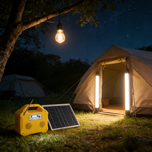 Kits d'éclairage solaire portables miniatures pour le <span class=keywords><strong>camping</strong></span> en plein air et système d'énergie solaire avec haut-parleur Bluetooth et radio - Product Image 1