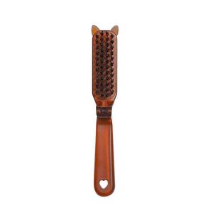 Cepillo para el cabello plegable de cerdas de jabalí, rectangular, de plástico, plegable, para peinar rizos y dar volumen - Product Image 5