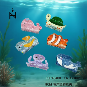Fermagli per capelli Nini a forma di animali marini, 8 cm, in plastica, a cartone animato, per bambini, per uso quotidiano - Product Image 2